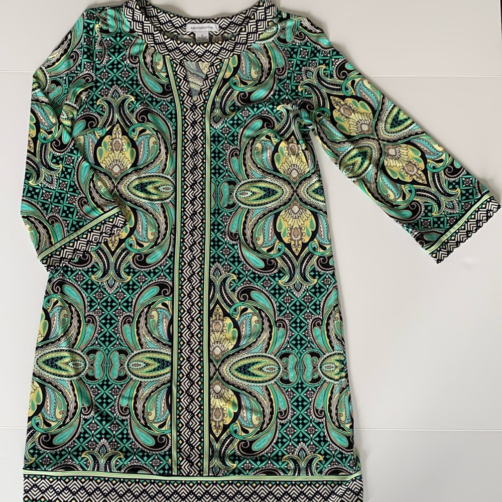 LIZ CLAIBORNE GREEN PAISLEY TUNIC DRESS